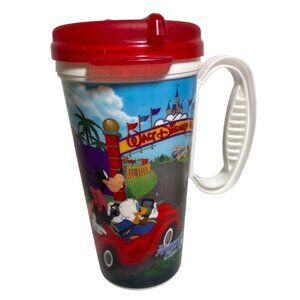 Disney Parks Resort Travel Mug Handle Lid Mickey & Friends Rapid Fill Refillable